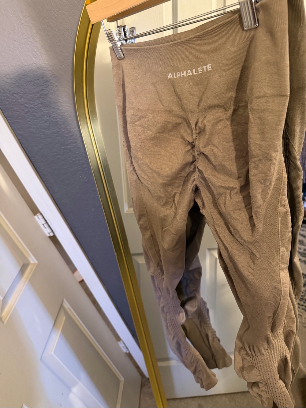 Alphalete Seamless Ruched High-Waist Leggings — Taupe
